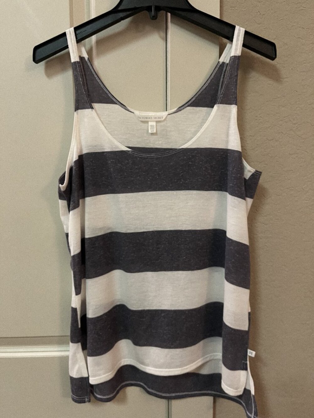 Victoria's Secret Women's Summer Gray & White Striped Tank Top Shirt